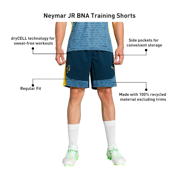 Neymar JR "BNA" Men's Football Training Shorts, Marine Blue-Pelé Yellow, extralarge-IND